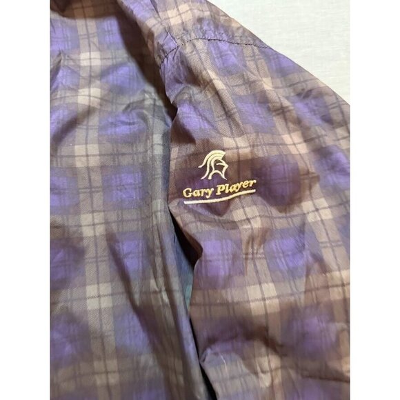 Vintage Gary Player Jacket Adult‎ XL Purple Plaid Logo 1/4 Zip Windbreaker Mens. - Picture 2 of 11